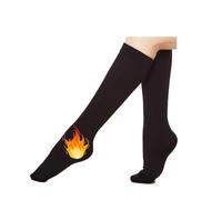 6 Pairs Women's Opaque Plush Fleece Lined Trouser Socks Knee High Stocking(black)