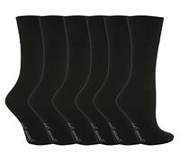 6 Pairs Women's Sockshop Cotton Gentle grip socks 4-8 uk, 37-42 eu BLACK (GG67)