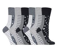 6 Pairs Women's Sockshop Cotton Gentle grip socks 4-8 uk,37-42 eu Plain colours (GG99)