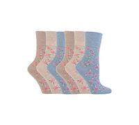 6 Pairs Women's Sockshop Cotton Gentle grip socks 4-8 uk, 37-42 eu Rose GG46