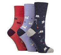 6 Pairs Womens Sockshop Cotton Socks | Gentle Grip | 4-8 UK (UK, Numeric, 4, 8, Regular, Regular, I'm A Cat Person)