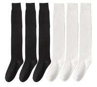 6 pairs Women's solid color cotton socks for autumn and winter seasons, with various heights of socks, suitable for quality socks of various wearing styles (A-Black And White)