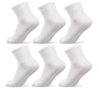 6 Pairs Women's White Quarter Cotton Ankle Socks - Size 4-7 Sport Socks Ladies Multipack
