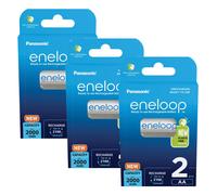 6 Panasonic AA Eneloop Eco Friendly LR6 Rechargeable Batteries 2000mAh 2 Pack