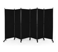 6-Panel Folding Room Divider Rolling Privacy Screen w/ Lockable Wheels