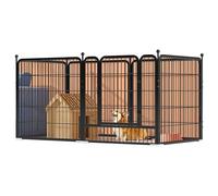 6 Panel Pet Playpen, Heavy Duty Foldable Dog Exercise Pen with Safety Latch Door & Circular Ball Top, Indoor Outdoor Metal Enclosure for Puppies Cats Rabbits, Portable Folding Fence
