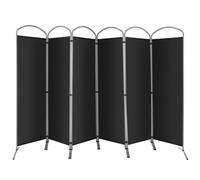 6 Panel Room Divider 188cm Folding Privacy Screen Portable Freestanding Divider COSTWAY Black One Size