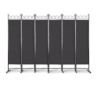 6 Panel Room Divider, 5.74FT Room Dividers Free Standing, Portable Folding Privacy Screen Wall Room Partition Separator for Living Room, Bedroom, Dining Room, Office, Restaurant, Hospital (Black)