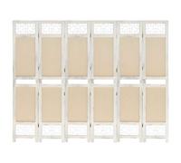 6-Panel Room Divider Cream Fabric Privacy Folding Screen Multi Sizes vidaXL