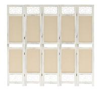 6-Panel Room Divider Cream Fabric Privacy Folding Screen Multi Sizes vidaXL