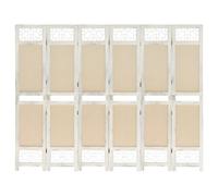 6-Panel Room Divider Cream Fabric Privacy Folding Screen Multi Sizes vidaXL