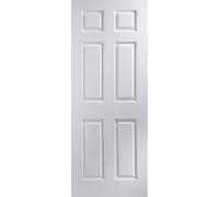 6 Panel Unglazed Contemporary White Woodgrain Effect Internal Door, (H)2040mm (W)826mm (T)40mm