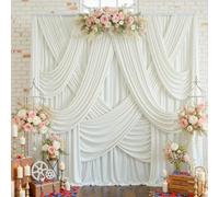 6 Panels 1.5 x 3.6 m Ivory Backdrop Curtains for Parties, Wrinkle Free Polyester Ivory Photo Background Curtains, 3.6 m Long Background Cloth for Wedding Birthday Photography Background