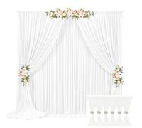 6 Panels 5x12ft White Backdrop Curtains, Wrinkle Free Photo Backdrop Drapes White Back Drop Cloth with Rod Pockets for Wedding Birthday Party Baby Shower Photobooth Stage Decorations