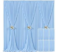 6 Panels Baby Blue Backdrop Curtain for Baby Shower Parties Wrinkle Free Light Blue Curtains Backdrop Drapes Fabric Decoration for Birthday Party Photography 30ft(W) x 10ft(H)