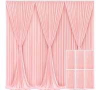 6 Panels Blush Pink Backdrop Curtain for Parties Baby Shower Wrinkle Free Pink Photo Curtains Backdrop Drapes Fabric Decoration for Wedding Birthday Party 30ft(W) x 10ft(H)