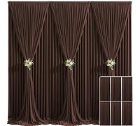 6 Panels Brown Backdrop Curtain for Parties Wedding Wrinkle Free Brown Photo Curtains Backdrop Drapes Fabric Decoration for Birthday Party Baby Shower 30ft(W) x 10ft(H)