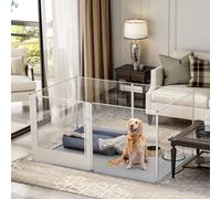 6 Panels Indoor Pet Clear Acrylic Play Pen Whelping Box 80cm Tall