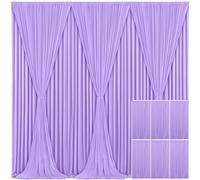 6 Panels Lavender Backdrop Curtain for Parties Wedding Wrinkle Free Light Purple Photo Curtains Backdrop Drapes Fabric Decoration for Baby Shower Photoshoot 30ft(W) x 10ft(H)