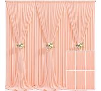 6 Panels Peach Backdrop Curtain for Parties Baby Shower Wrinkle Free Peach Photo Curtains Backdrop Drapes Fabric Decoration for Wedding Birthday Party 30ft(W) x 10ft(H)