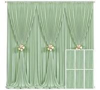 6 Panels Sage Green Backdrop Curtain for Parties Wrinkle Free Dark Green Photo Curtains Backdrop Drapes Fabric Decoration for Baby Shower Birthday Party Photography 30ft(W) x 10ft(H)