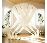 6 Panels Wedding Arch Fabric Drape Ivory 6 Yards Sheer Backdrop Curtain Chiffon Fabric for Wedding Party Ceiling Reception Decoration