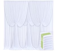6 Panels White Backdrop Curtains for Wedding Party Wrinkle Free Backdrops Curtain Drapes Fabric Decorations Photo Back Drop Cloth for Baby Shower Photography Stage Reception 30ft(W) x 12ft(H)