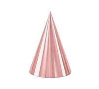 6 Party Hats in Rose Gold Cardboard 16cm