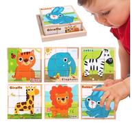 6-Pattern Wooden Puzzle Cube, Educational Jigsaw Puzzle, Wooden Brain Games with Storage Tray, Fun Learning Toy for Kids, Interactive Woodens Puzzles for Boys, Girls, and Early Development