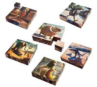 6 Patterns Italian Brainrot Magic Cube Puzzle, Tung Tung Sah Sensory Fidget Block, Funny Style Tralalero Tralala Creative Stress Relief Toy, Anxiety Gift for Adults Kids Christmas