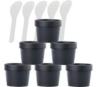 6 PC Empty 200ml Pink Facial Mask Wide Mouth Plastic Jars, 200g Leakproof Cosmetic Pot Container with Lids with 6 PC Spatula