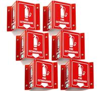 6 PC Fire Extinguisher Signs, 6 Inch Fire Extinguisher Two-Sided Acrylic Projecting V-Sign with Down Arrow, Easy Install, Including Screws
