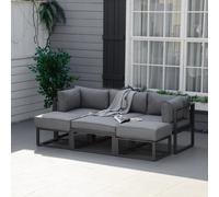Outsunny 6 PC Garden Daybed Aluminum Sectional Sofa Set Coffee Table Footstool