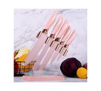 6 PC knives with acrylic knife block, multi-purpose kitchen knife set