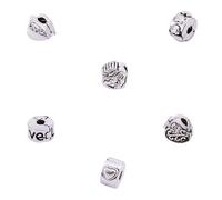 6 Pc Oxidised Silver Charm Bracelet Stopper Clips Lock Spacer Beads Heart Theme for fits Girls Womens Pandora Charm Bracelets Jewellery Making Gifts