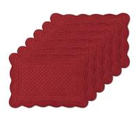 6 PC Quilted Placemats, 18"X13"Extra Large Cotton Placemats Set of 6, 100% Cotton Fabric Washable Cloth Table Mats for Kitchen & Dining Table - Soft &Easy Clean(Red, Rectangular)