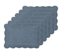 6 PC Quilted Placemats, 18"X13"Extra Large Cotton Placemats Set of 6, 100% Cotton Fabric Washable Cloth Table Mats for Kitchen & Dining Table - Soft &Easy Clean(Navy Blue, Rectangular)