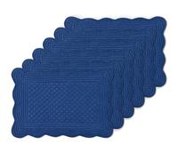 6 PC Quilted Placemats, 18"X13"Extra Large Cotton Placemats Set of 6, 100% Cotton Fabric Washable Cloth Table Mats for Kitchen & Dining Table - Soft &Easy Clean(Sapphire Blue, Rectangular)