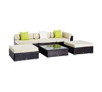 6 PC Rattan Sofa Coffee Table Set Sectional Wicker Weave Furniture
