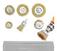 6 Pc Wire Wheel Brush for Grill Cleaning Removes Stubborn Stains,Rust Removal, Corrosion, Polishes Metal Burrs, and Scrubs Surfaces Perfect for BBQ Ovens and Grills Compatible with electric hand drill