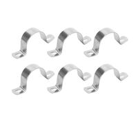 6 Pcs Ø 2 Inch Stainless Steel Pipe Clamp Set - Heavy Duty U-Shaped Pipe Brackets with 2 Fixing Holes, Durable Metal Supports for Conduit, Tubing & Wall Mounting Ø 50 mm for Plumbing & Industrial Use