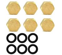 6 Pcs 1/2'' Brass Blanking Nuts Caps, Radiator Blanking Caps 1/2 inch Compression Blankings End Cap with Seals for Plumbing Solutions No Leaks Plumbing Fittings for Pipework and DIY Maintenance