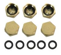 6 PCS 1/2" Hex Brass Blanking Caps - Female Threaded End Caps w/Sealing Washers. Heavy-Duty, Corrosion-Resistant for Leak-Proof Protection in Plumbing, HVAC & Washing Machines