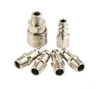 6 Pcs 1/4 Inch Air Line Hose Fitting Connector Coupler Adapter Set for Compressor Tools Hardened Steel Quick Connect Fittings