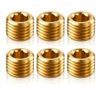 6 PCS 1/4" NPT Male Pipe Plug Fitting Set - Brass Hex Counter Sunk Plugs for Pipe Ends, Internal Hex Socket Thread Plug Kit for Closing the End of Pipes, Gold