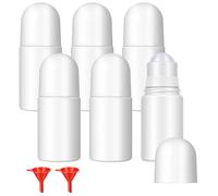 6 Pcs 1.7oz /50ml Roll-on Bottles Empty Refillable Roller Roll On Bottles Containers with Caps Leak-Proof Deodorant Containers for DIY Deodorants Essential Oils Perfume Cosmetic with 2 funnels