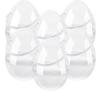 6 Pcs 10 Inch Transparent Easter Eggs with Handles Giant Clear Easter Egg Jumbo Fillable DIY Easter Egg for Easter Hunt Decoration