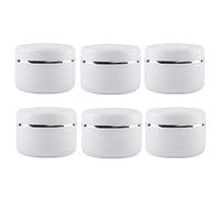 6 PCS 100 ml /3.3 oz Empty White Silver Edge Plastic Cosmetic Jars Cream Jars with Inner Liner and Dome Lids Refillable Travel Makeup Face Cream Lotion Lip Balm Bottles Sample Containers Storage Pot