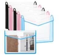 6 PCS 11 x 17 Inch Expandable Tabloid Size Document Folder with Label A3 Plastic Folders for Documents Expanding File Wallet Envelope Size Waterproof Black Pink Blue Clear Plastic File Pouch