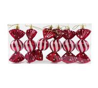 6 PCS 11CM Glitter Candy Canes Christmas Tree Hanging Decoration Bauble Christmas Tree Pendants for Xmas Home Party Decorations Ornaments, Red